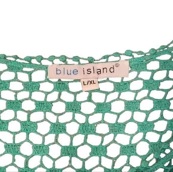 Blue Island Women's Teal Lace Crochet Beach Coverup or Shirt Large / X-Large - Picture 9 of 9